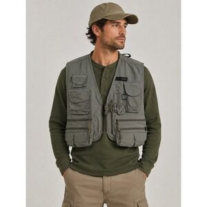 Solitude Fly Fishing Utility Vest Gray Multi Pocket Mesh Outdoor Hiking Men's L